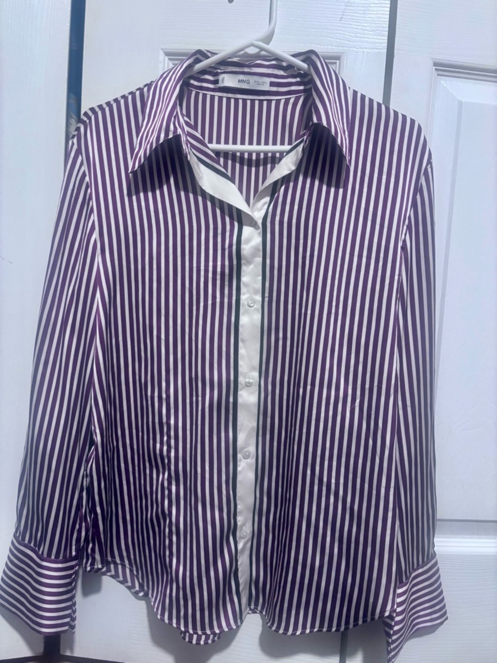 Mango Striped Shirt in Purple and White
